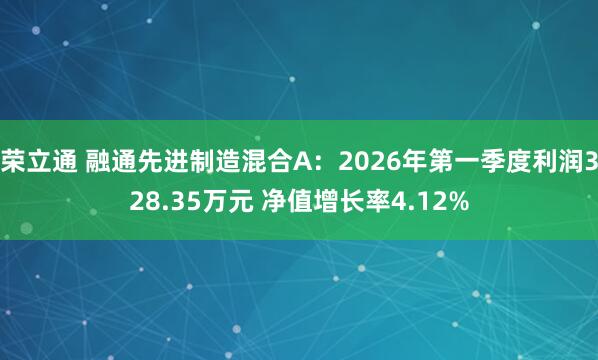 荣立通 融通先进制造混合A:2026年第一季度利润328.35万元 净值增长率4.12%